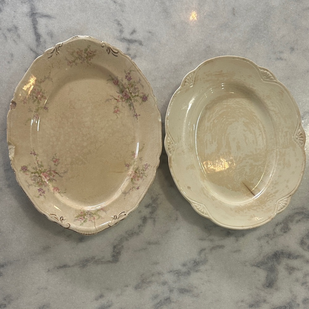 Elegant Cream Floral Serving Platters